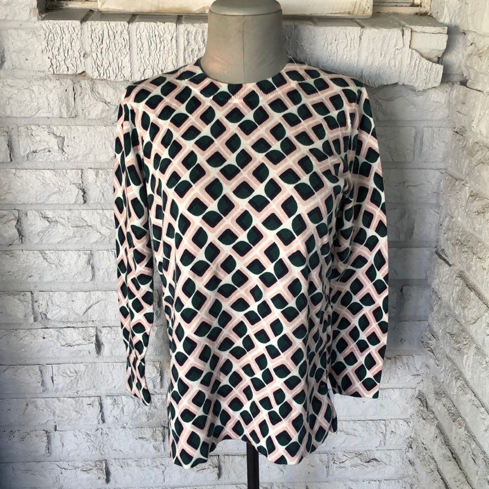 Ann Taylor Green and Pink Printed Sweater Size XS